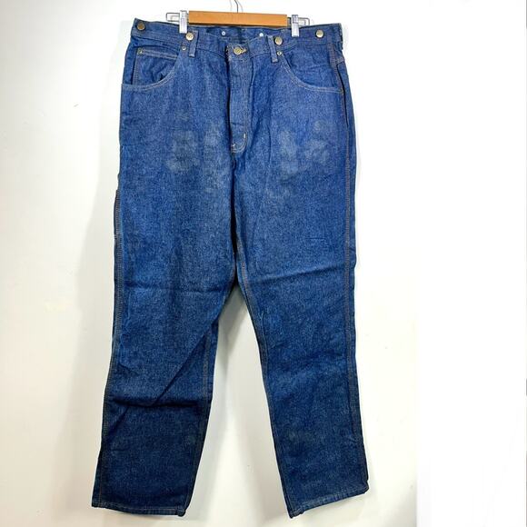 Key Mens Double Front Knee Blue Jeans 40x34 Carpenter Utility Suspender Logger - Picture 10 of 11